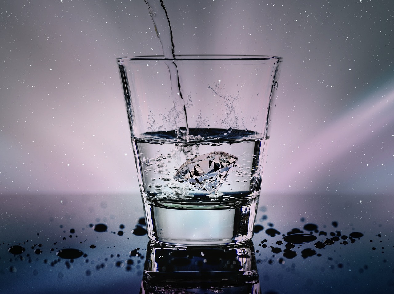 water, glass, liquid, wet, refreshment, diamond, splash, water glass, drop of water, fresh, light effect, blow, gems, luxury, wealth, ice cubes, nature, diamond shape, drink, drinking glass, sparkling water